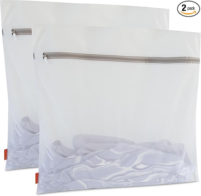 Polecasa 2Pcs 24 x 24 Inches Extra Durable Mesh Laundry Bags with Sturdy Zipper for Delicates, Laundry Room Essentials for College, Dorm(2 X-Large)