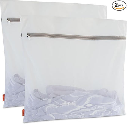 Polecasa 2Pcs 24 x 24 Inches Extra Durable Mesh Laundry Bags with Sturdy Zipper for Delicates, Laundry Room Essentials for College, Dorm(2 X-Large)
