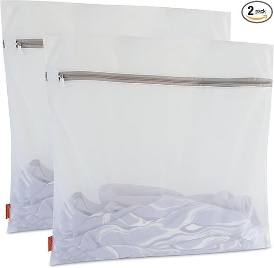 Polecasa 2Pcs 24 x 24 Inches Extra Durable Mesh Laundry Bags with Sturdy Zipper for Delicates, Laundry Room Essentials for College, Dorm(2 X-Large)