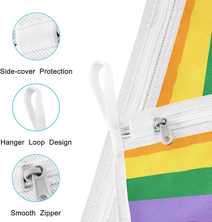 Mesh Laundry Bags Lingerie Bags for Washing Delicates 2 PCS Durable Wash Bag with Zipper Small and Medium Washable Vibrant Colorful Stripes