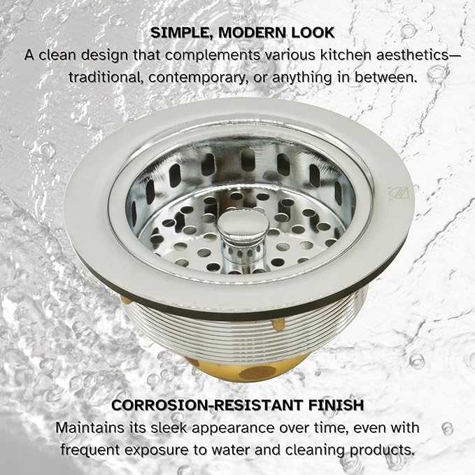 Westbrass A214-05 3-1/2" Post Style Large Kitchen Sink Basket Strainer, Polished Nickel