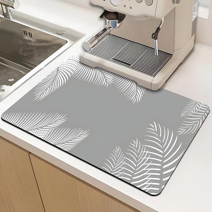 Dish Drying Mat for Multiple Usage. Super Absorbent, Easy clean, Quick dry, Cocina Accesorios for Kitchen Counter or Faucet Sink, Coffee bar, Refrigerator or Air fryer liners, 16*24“ Leaf