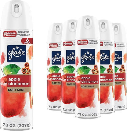 Glade Air Freshener Room Spray, Apple Cinnamon Scent, Odor Fighting to Deliver Long Lasting Freshness, 7.3 Oz, 6 Count