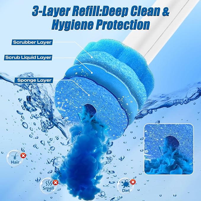 Disposable Toilet Brush and Holder Set, 2 Pack Toilet Wand Kit with 72 Refills, Wall Mounted Toilet Bowl Cleaner System Kit, Toilet Scrubber for Bathroom Cleaning Sink Bathtub