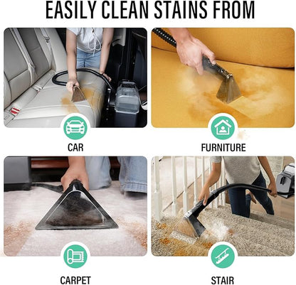 Starrybot Portable Carpet Cleaner Machine with Steam and Heating Techology,18Kpa Powerful Suction with Versatile Tools for Pets, Couch,Spot Cleaner for Stairs/Furniture/Rug(Gray)