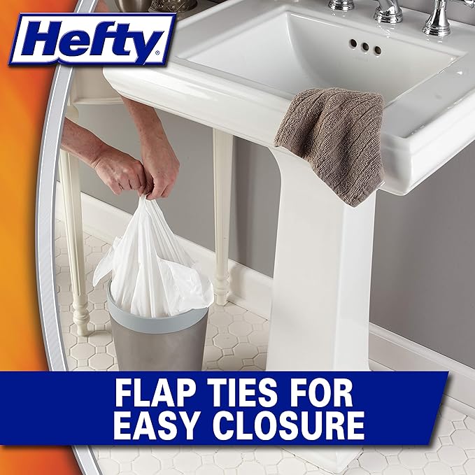 Hefty Small Garbage Bags,Flap Tie,Lavender & Sweet Vanilla Scent,4 Gallon,26 Count (Pack of 12)