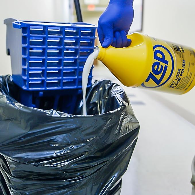 Zep Wet Look Floor Polish - 1 Gallon (Case of 2) ECZUWLFF1282 - Long Lasting Glossy Finishing Polish, Scuff & Slip Resistant, for Vinyl (VCT), Sealed Concrete, Rubber, and No-Wax Tile Floors