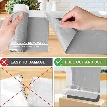 66 Count-Small Trash Bags,4 Gallon Trash Bag Drawstring,Gray White Bathroom Garbage Bags,Tear-Free Garbage Bags,Plastic Wastebasket Liners for Toilet Home Office and Bedroom