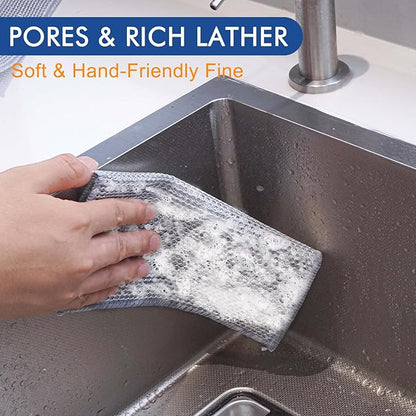 50 Pairs Multipurpose 3-Layer Thickened Steel Wire Dishwashing Cloth – Non-Scratch Metal Cleaning Rag for Wet & Dry Surfaces,Long-Lasting Reusable Kitchen Scrubber for Pots, Pans, and Cookware