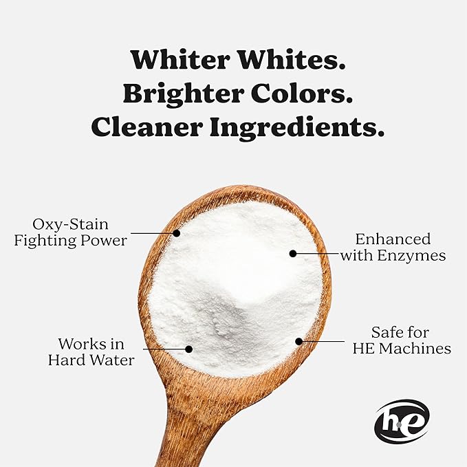 Pronounce Oxygen Laundry Booster with Enzymes - Brightens White & Tough on Stains, Fights Odor. Stain Remover, Cleaner Ingredients, Fragrance Free - Ultra Concentrated, HE - 60 Loads (Unscented)