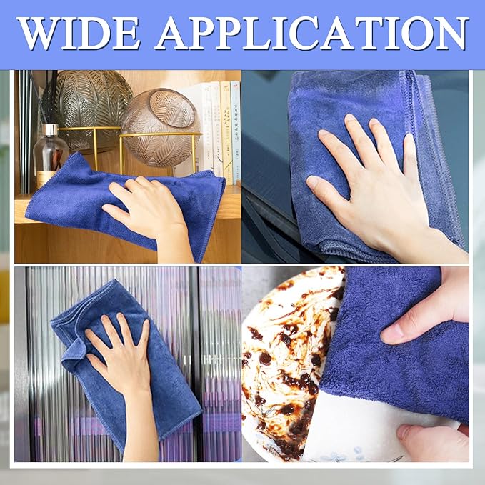 12 Pcs Extra Large Microfiber Cleaning Cloth, 20" x 30" Washable Reusable Large Floor Cloth Rags, Microfiber Towels for Mop Cleaning Office Bathrooms Housekeeping (Gray, Blue, White)