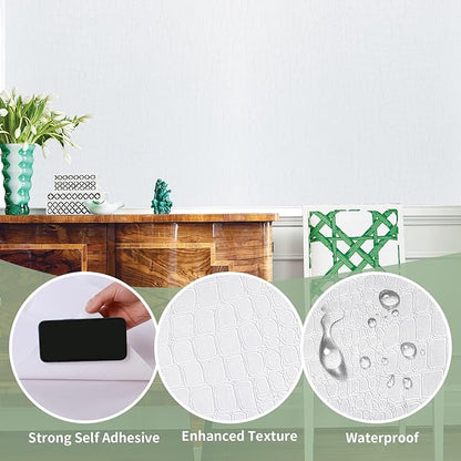 Peel and Stick Wallpaper 15.7" X 118" White Crocodile Wallpaper Easy Peel Off Removable Contact Paper Renter Friendly for Cabinet Bedroom