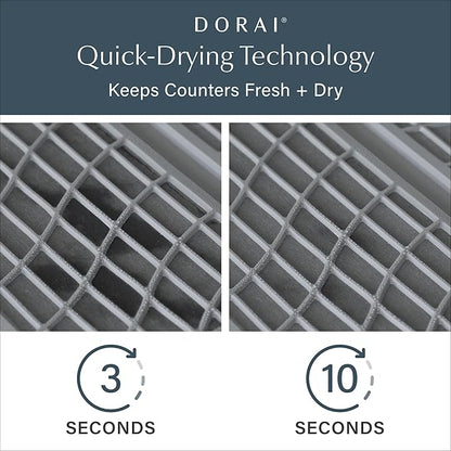 Dorai Home Dish Pad - Collapsable Stone Dish Drying Mat with Diatomaceous Earth for Quick Drying - Ultra Absorbent - Encased in Woven Silicone - Eco-Friendly, Foldable - Original 19.9"x15.2", Slate