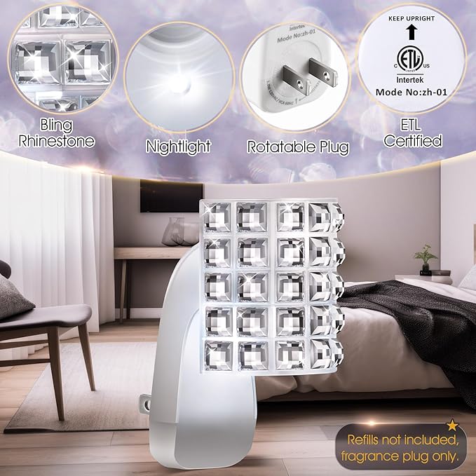 Hohean Wall Fragrance Plug in with Night Light, Compatible with Bath & Body Works WallFlower Fragrance, Wall Plug Fragrances Oil Diffuse with Nightlight for Home, Office(1 Pack,Square)