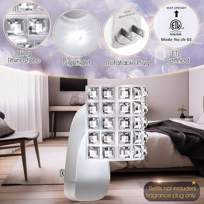 Hohean Wall Fragrance Plug in with Night Light, Compatible with Bath & Body Works WallFlower Fragrance, Wall Plug Fragrances Oil Diffuse with Nightlight for Home, Office(2 Pack,Square)
