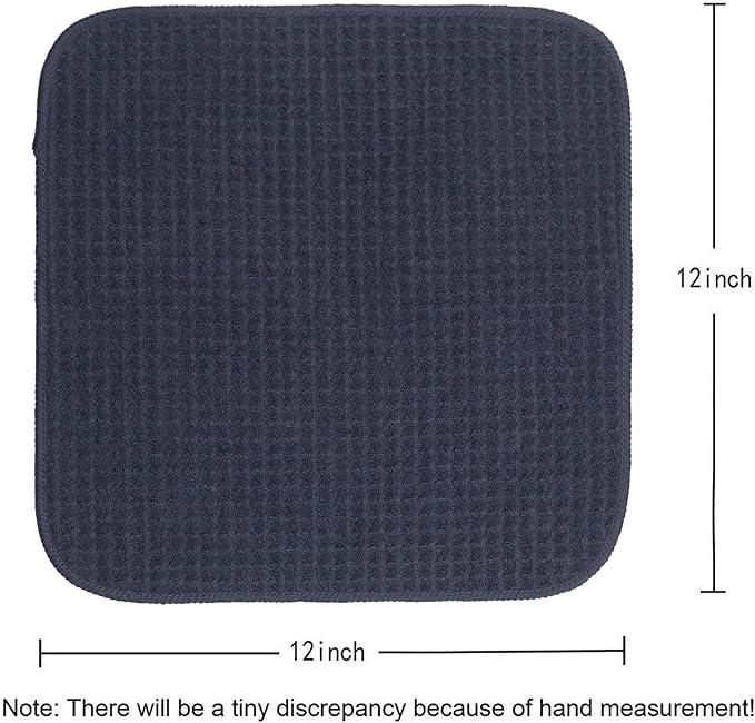 Microfiber Kitchen Dish Cloths Thick Dish Rags Cleaning Cloth Waffle Weave Washcloths Odor Free Ultra Absorbent 12Inch X 12Inch 7 Pack (Black)