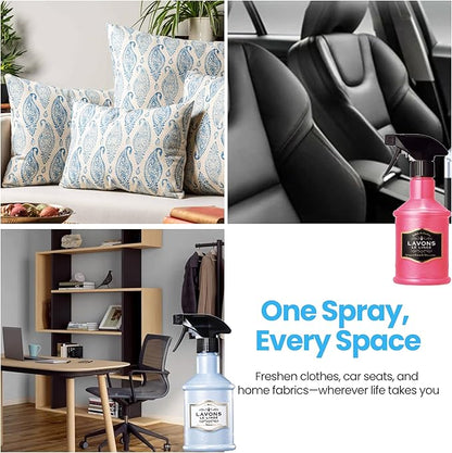 LAVONS Fabric Spray Freshener for Carpet Fresh, Pet Safe Linen Spray for Bedding, Organic Fabric Refresher Spray for Home & Offices, Natural Carpet Freshener from Japan, 12.5 Fl Oz BLOOMING BLUE