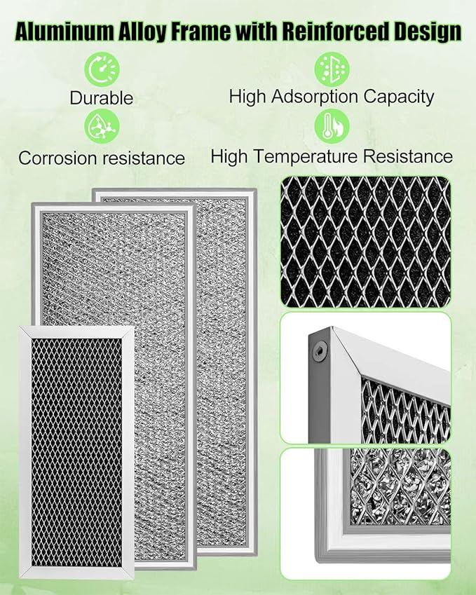 3 Pcs Microwave Charcoal and Grease Filter Fit for Samsung ME18H704SFS/AA ME18H704SFS/AC ME18H704SFW/AA ME18H704SFW/AC