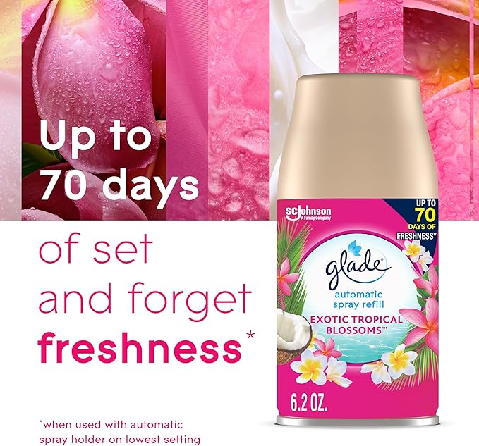Glade Automatic Spray Refill, Air Freshener for Home and Bathroom, Tropical Blossoms, 6.2 Oz, 3 Count