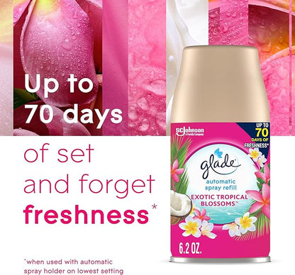 Glade Automatic Spray Refill, Air Freshener for Home and Bathroom, Tropical Blossoms, 6.2 Oz, 3 Count
