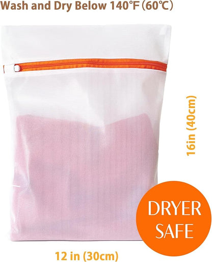 4 Pack Mesh Laundry Bags for Delicates 12inx16in (30cmx40cm), Dryer Safe, Breathable Fine Net, Sturdy Anti-Rust Zipper, Mesh Laundry Bags for Lingerie, Bra, Underwear, Sneakers, Socks, Laundry Club™