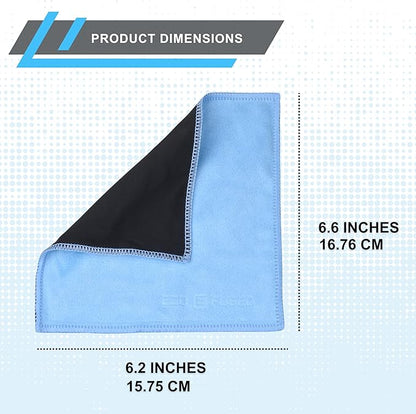 Eco-Fused Microfiber Cleaning Cloths - 5 Pack - Double-Sided Cleaning Cloths - Microfiber and Suede Cloth for Smartphones, LCD TV, Tablets, Laptop Screens, Camera Lenses (Blue & Grey - 5 Pack)