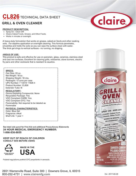 Claire Oven Cleaner, Grill, 12 Count