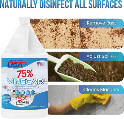 Pure Vinegar - Industrial Cleaning Vinegar - 1 Gallon Concentrated Cleaner (75% 1 Gallon)