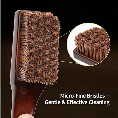 Multi-Purpose Cleaning Brush Set with Carbon Gray Hard Bristles, Bamboo Charcoal Soft Bristles, and Yellow Sponge, 3 Pack Small Detail Brushes for Collectibles, Toys, and Crevices