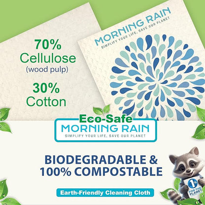 MorningRain Swedish Cloths for Kitchen, 7 Pack Watercolor Dish Towels, Washable Paper Towels, Non-Scratch Cellulose Sponge Cloths, No Odor, Biodegradable, Reusable Dishcloths