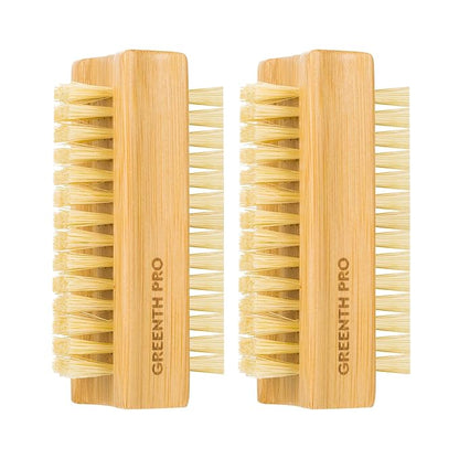 Bamboo Nail Brush，2PCS Two-side Firm Nature Wooden Sisal Scrub Brush for Toes and Nails,Cleaning Nail Brush