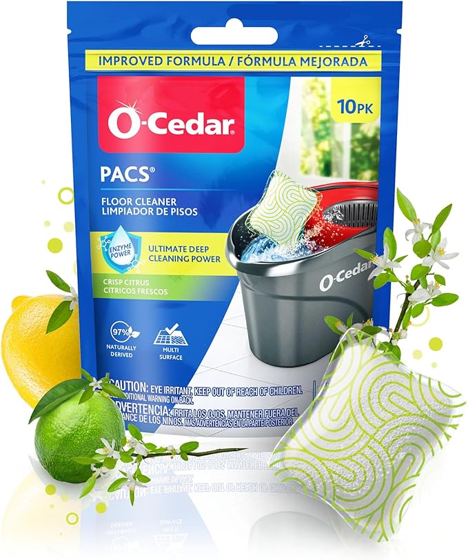 O-Cedar EasyWring Microfiber Spin Mop & Bucket Floor Cleaning System + 2 Extra Mop Head Replacements with Citrus Pac (Variety Pack)