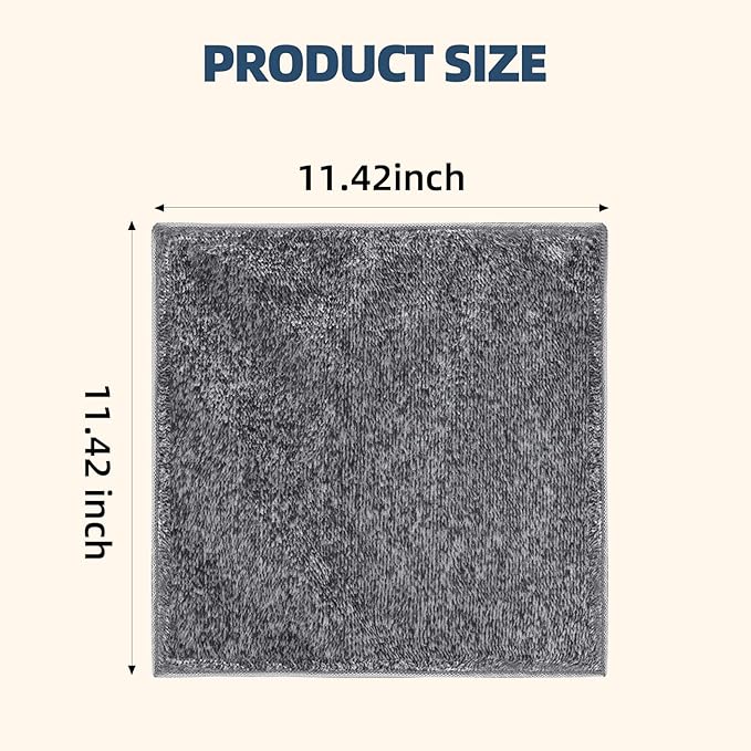 Kitchen Dish Cloths Set, Absorbent Cotton Cleaning Rags, 10Pack (Gray)