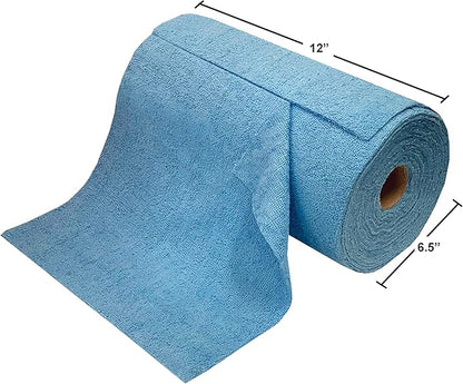 Eurow Microfiber Tear-A-Towel Cloth Roll, Reusable Paper Towel Alternative, Washable Up to 50 Times, Lint-Free, Streak-Free, for Kitchen, Auto, Home, Garage, Cleaning & Drying, 11"x12", 50-Pack, Blue