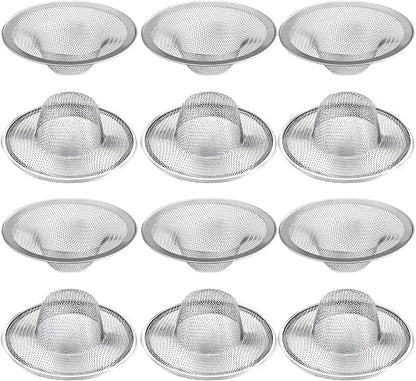 12 pcs Heavy Duty Stainless Steel Slop Basket Filter Trap, 2.75" Top / 1" Mesh Metal Sink Strainer,Perfect for Kitchen Sink/Bathroom Bathtub RV Wash Basin Floor Drain Balcony Drain Hole