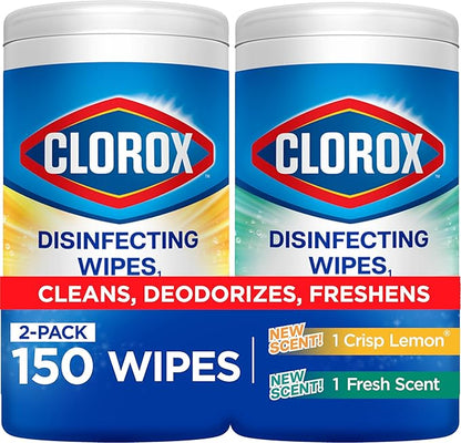 Clorox Disinfecting Cleaning Wipes Variety Pack, 75 Count Each, Pack of 2 (Package May Vary)