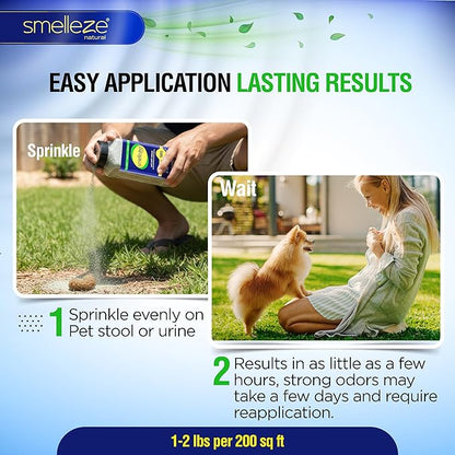 SMELLEZE Outdoor Yard Odor Eliminator for Dogs 2 lb Granular Pet Urine & Poop Deodorizer for Artificial Turf, Grass, Gravel, Patios & Kennels | Safe for Pets & Kids | Long-Lasting