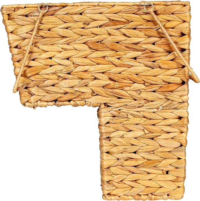 Household Essentials Wicker Stair Basket with Handles, Handwoven Water Hyacinth, Sits on Two Stairs, Lightweight, Natural