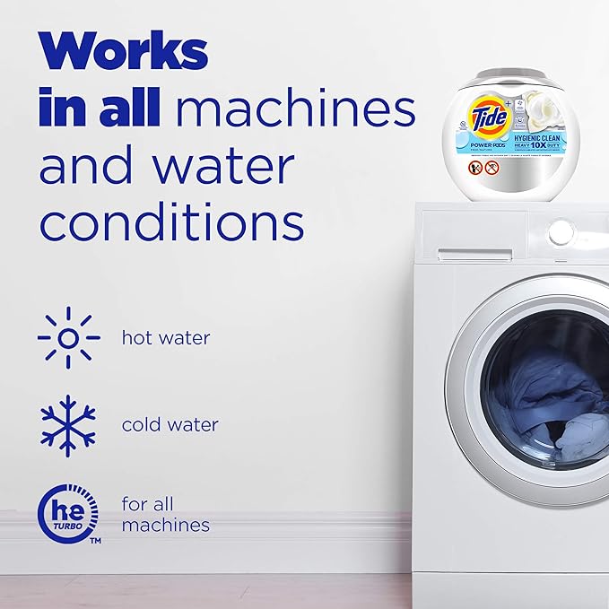 Tide Hygienic Clean Heavy Duty 10x Free Power Pods Liquid Laundry Detergent, White, Unscented, 41 Count