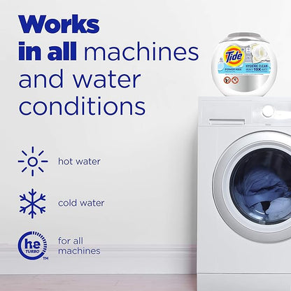 Tide Hygienic Clean Heavy Duty 10x Free Power Pods Liquid Laundry Detergent, White, Unscented, 41 Count