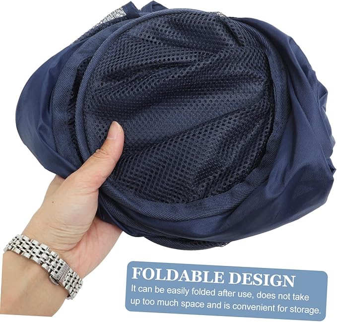 UKCOCO Large Foldable Mesh Laundry Basket with Handles Spacious Wire Hamper for Bedroom Storage Collapsible Clothes Organizer for Home