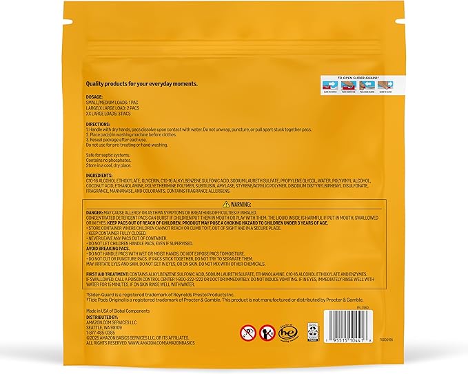 Amazon Basics Laundry Detergent Pacs, Original Scent, Powerful Triple Action, 81 Count