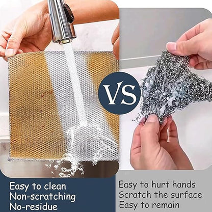 12 Pcs Non Scratch Wire Dishcloth，Multi Purpose Wire dishwashing Rags for Wet and Dry, Reusable Kitchen Wire Cleaning Cloths for Dishes, Sinks, Stove Tops