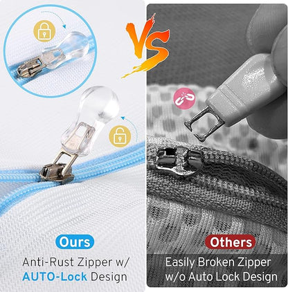3 Pcs Mesh Laundry Bags Set for Delicates with AUTO-Lock Zipper, Lingerie Bags for Washing Delicates, Laundry Bags Mesh Wash Bags, Delicates Laundry Bag for Jeans,Blouse,Stocking,Bra(XXL,24" x 24")