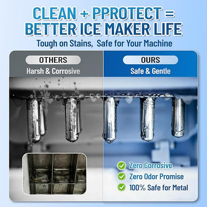 Ice Machine Cleaner Tablets and Descaler, 32 Count Ice Maker Cleaner Tablets for Countertop Portable Ice Makers, Nickel-Safe Removes Scale, Odor & Mineral Buildup for Fresh-Tasting Ice