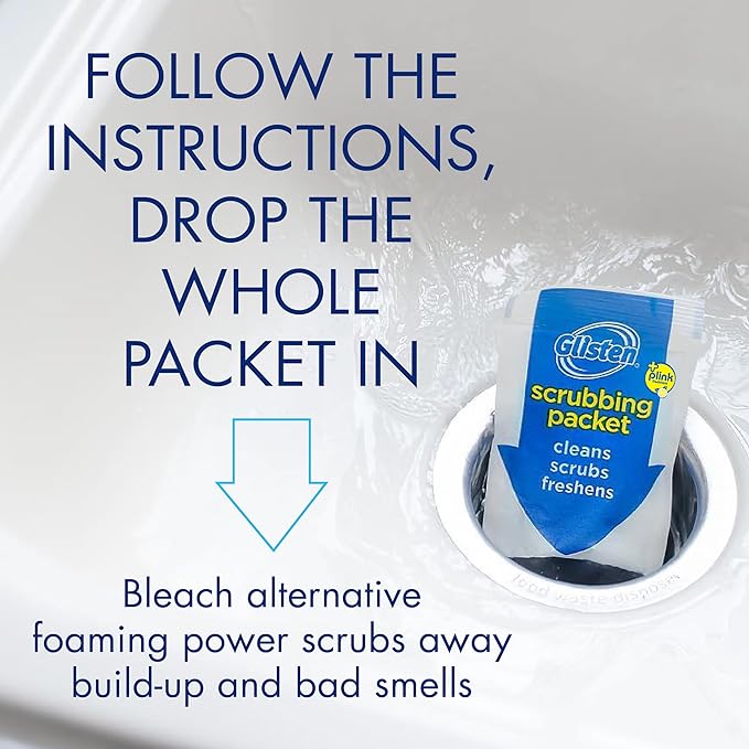 Glisten Garbage Disposer Cleaner and Freshener, Sink Disposal Odor Eliminator with Foaming Action, Lemon Scent, 4 Packets and DenTek Kids Fun Flossers, Wild Fruit, 90 Count