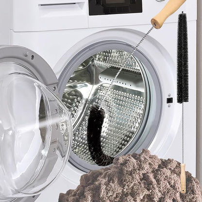 2-Pack Dryer Exhaust Cleaner Kit Vent Trap Cleaner, Long Flexible Refrigerator Coil Brush and Vacuum Brush.