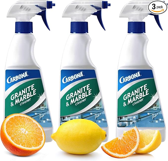 Carbona Granite & Marble Cleaner | Non-Abrasive Formula | Safe on Limestone & Corian | 16.8 Fl Oz, 3 Pack