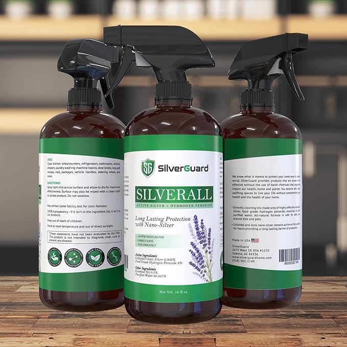 SilverAll Enhanced Hydrogen Peroxide Cleaner + Active Silver | All Purpose Cleaner with Long-Lasting Protective Silver Shield | Food Grade Hydrogen Peroxide 3 Percent | Lavender 1 Pack