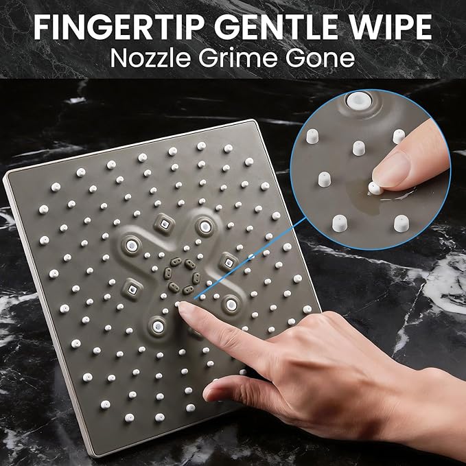 Veken High Pressure Rain Shower Head with Multi-Functions, Square Rainfall Shower Heads with 5-Mode Handheld Spray Combo, Detachable Hand Held Showerhead with Hose, Double Regaderas Para,Starlight